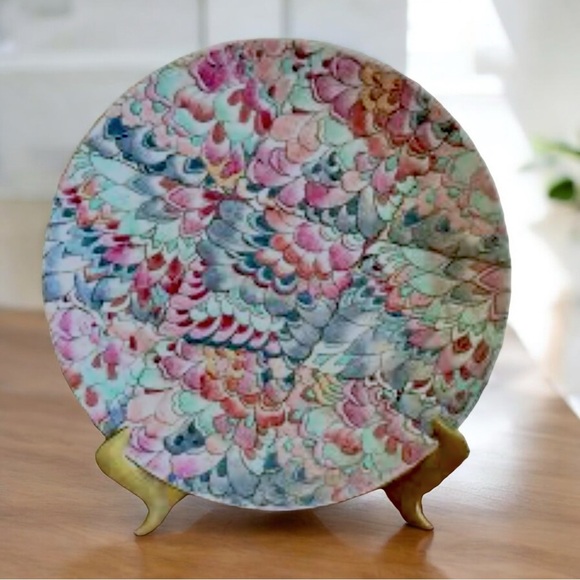 Andrea by Sadek Enameled Decorative Plate 10-1/4” - Picture 1 of 8